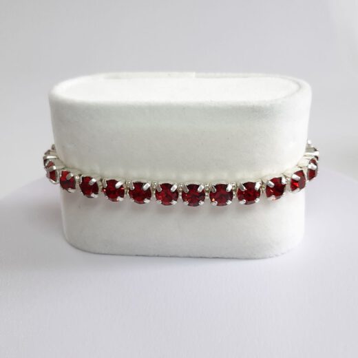 Kristall-Armband "Rubin" silberfarben