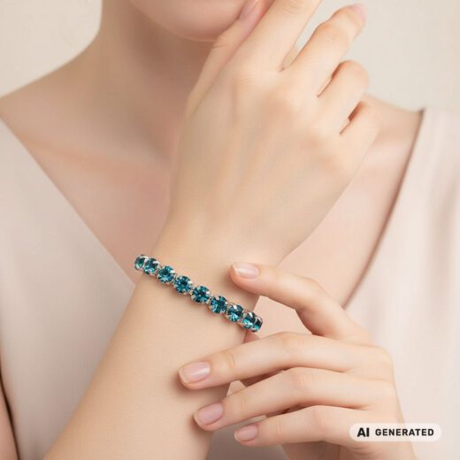 Kristall-Armband Blauer Zirkon silber - KI-generiert