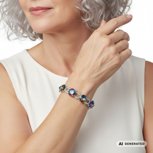 Kristall-Armband Blumenzauber Rivoli silber - KI-generiert