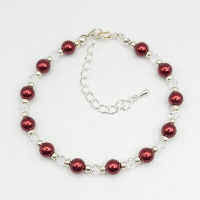 Perlen-Armband Pearl Effect Bordeaux