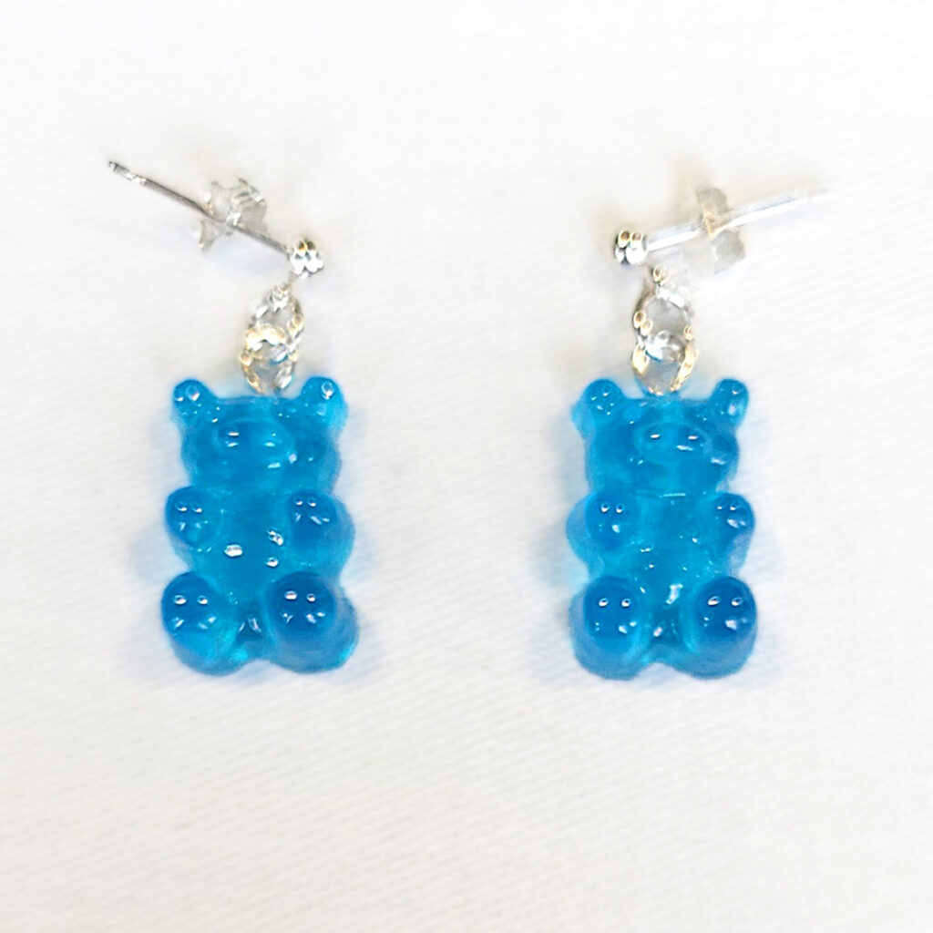Gummibärchen-Ohrstecker blau