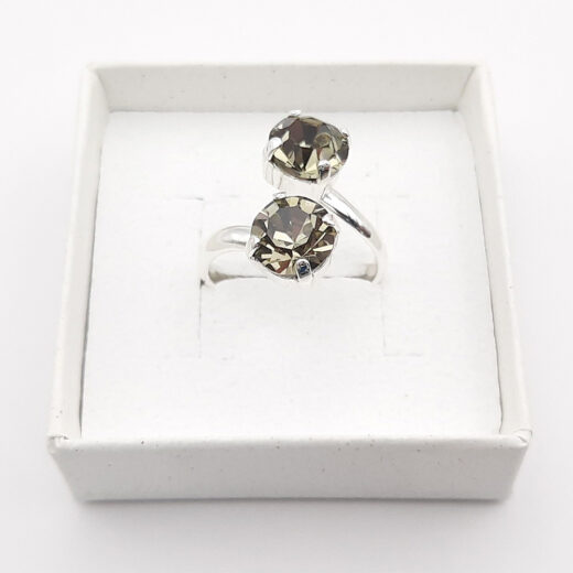 Kristall-Ring MondZauber silberfarben