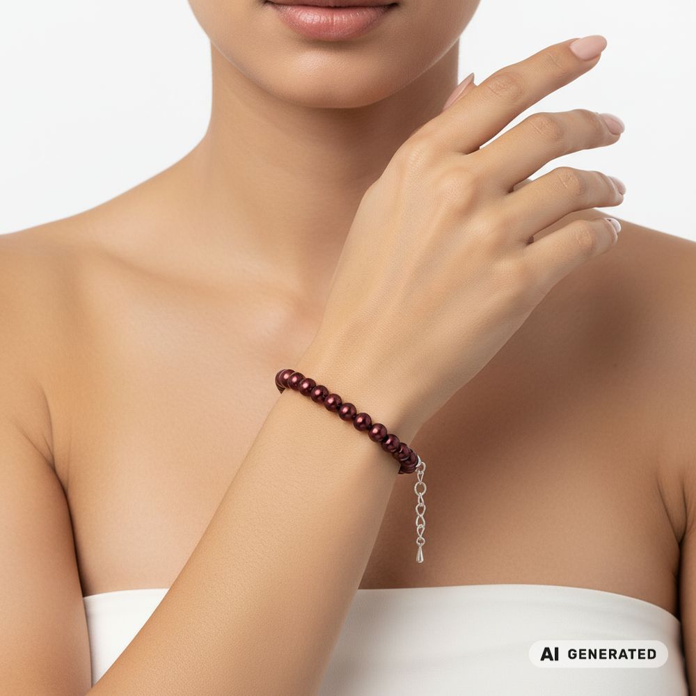 Perlen-Armband Pearl Effect Bordeaux - KI-generiert