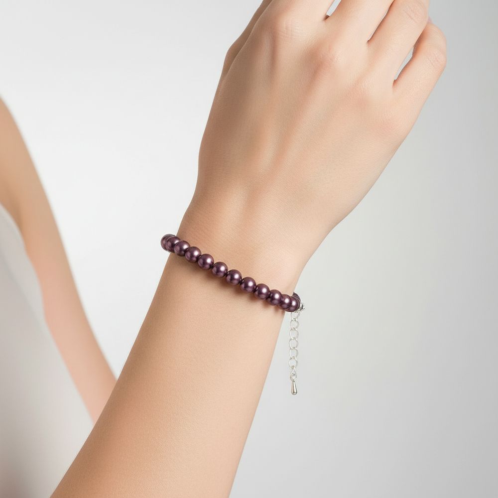 Perlen-Armband Pearl Effect Burgundy