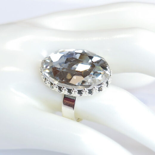 Wunsch-Ring Bergkristall silber 25x18mm