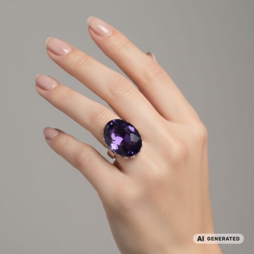 Kristall-Ring Amethyst silber - KI-generiert
