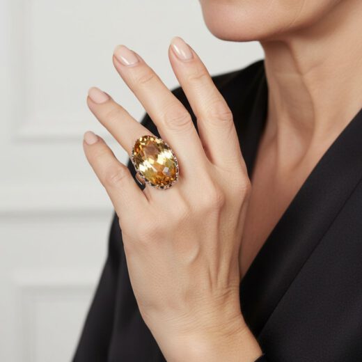 Kristall-Ring Citrin silber