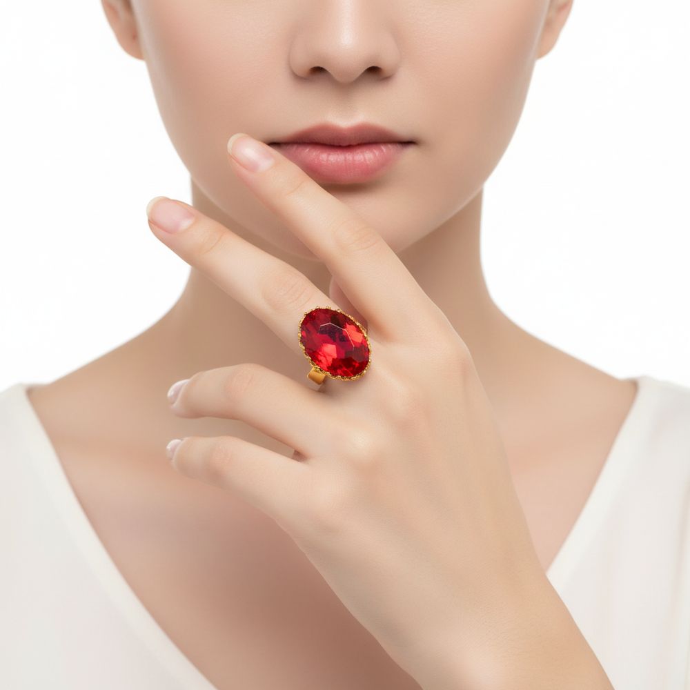 Kristall-Ring Rubin gold