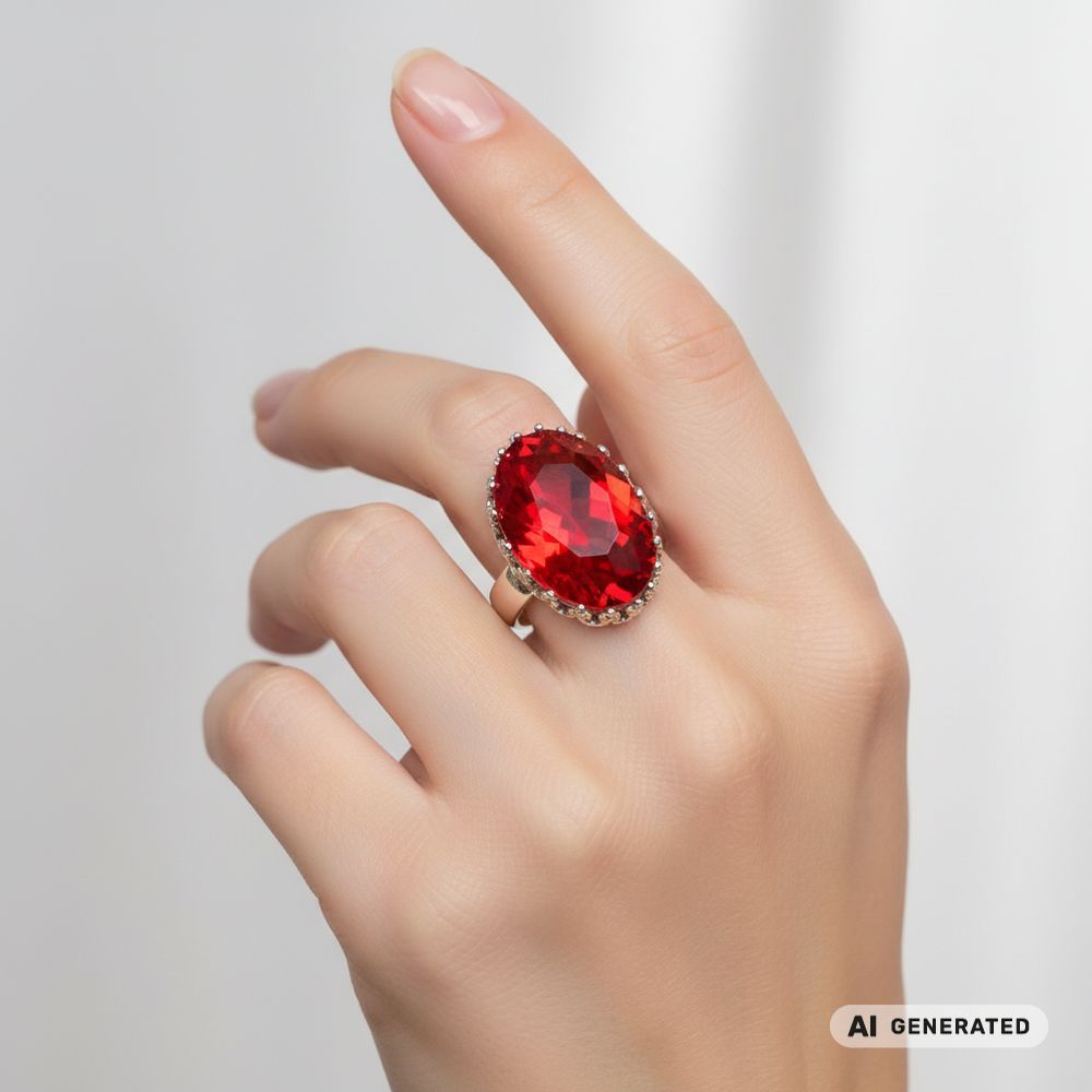 Kristall-Ring Rubin silber - KI-generiert