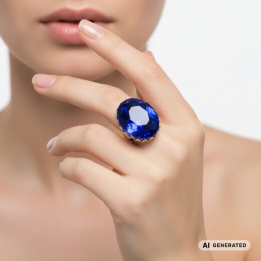 Kristall-Ring Saphir silber - KI-generiert