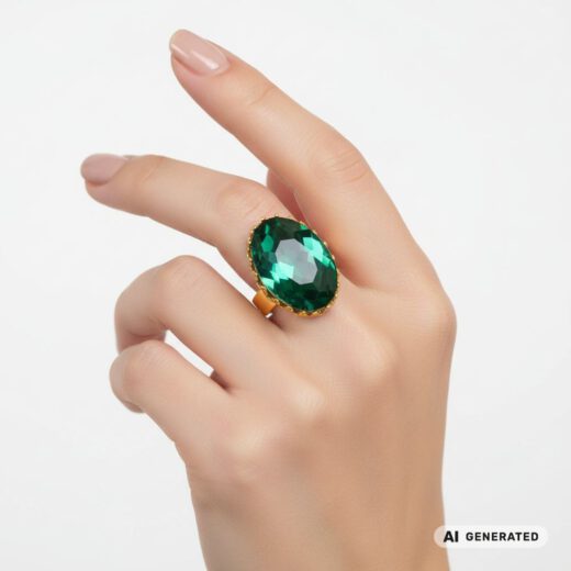 Kristall-Ring Smaragd gold - KI-generiert