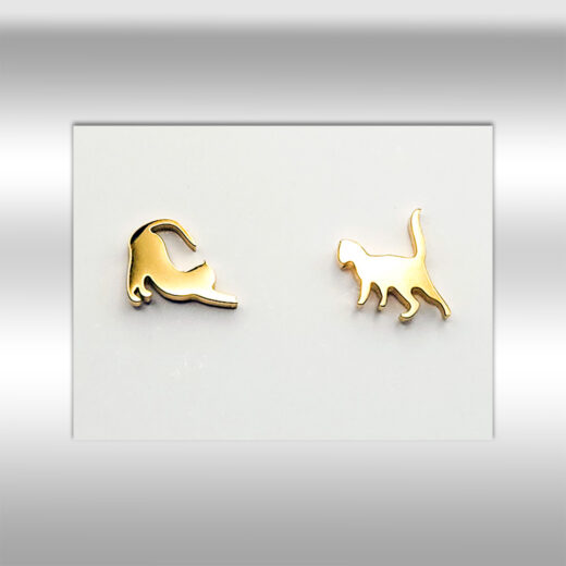 Edelstahl-Ohrstecker Katzen gold