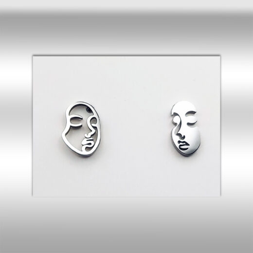 Edelstahl-Ohrstecker Maske silber