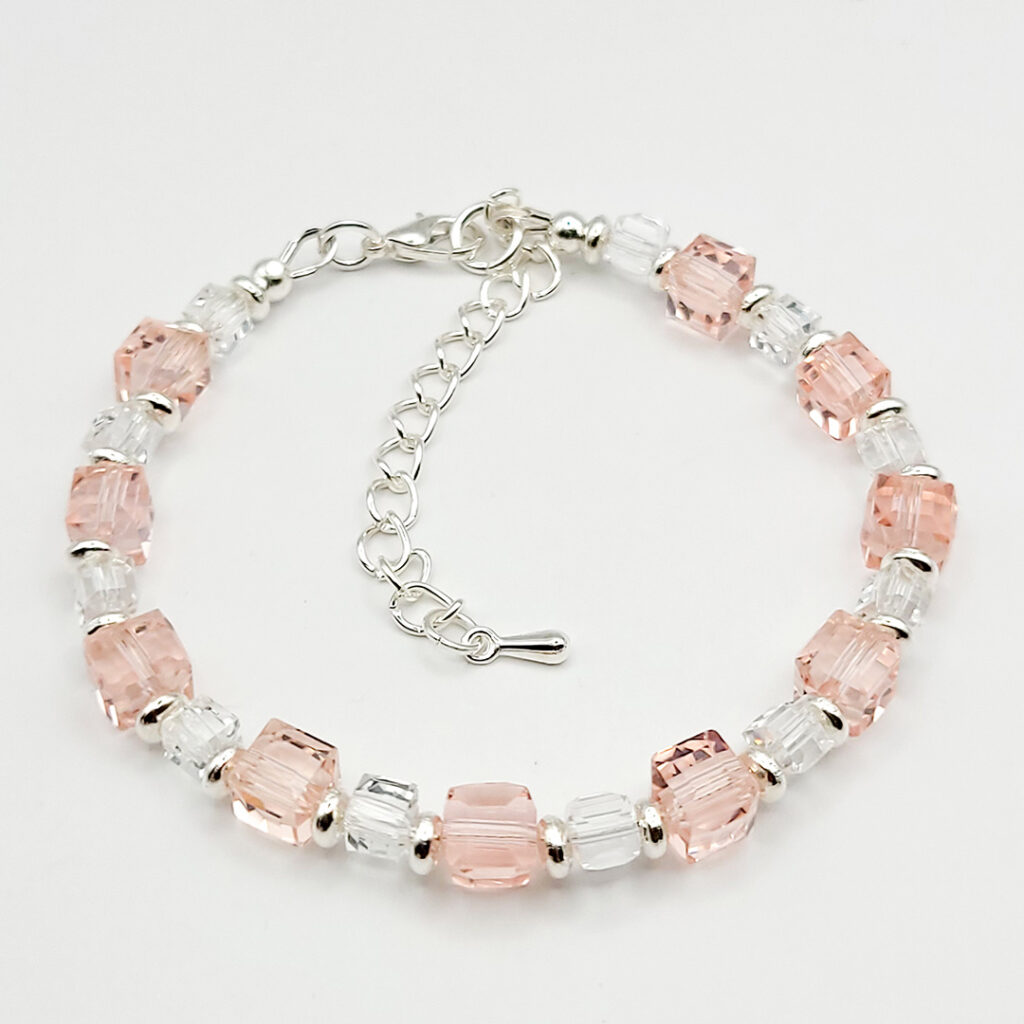 Crystal Cube Armband „Rosenquarz“
