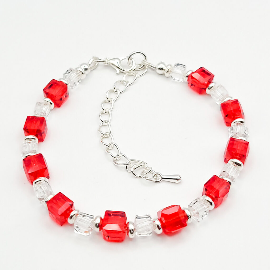 Crystal Cube Armband „Rubin“