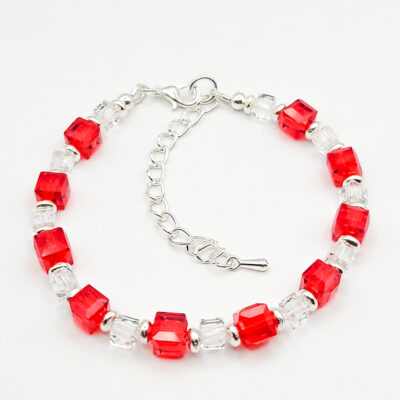 Crystal Cube Armband „Rubin“