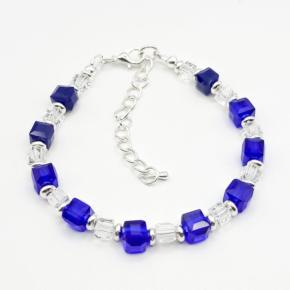 Crystal Cube Armband "Saphir"