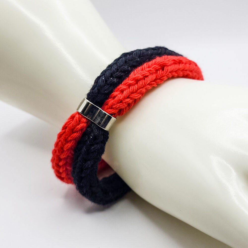 Gestrickte Knotenkette & Armband "rot-schwarz" – Bild 3