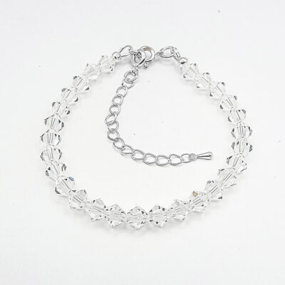 Kristallperlen-Armband „Morgentau“ Ø 6mm silberfarben