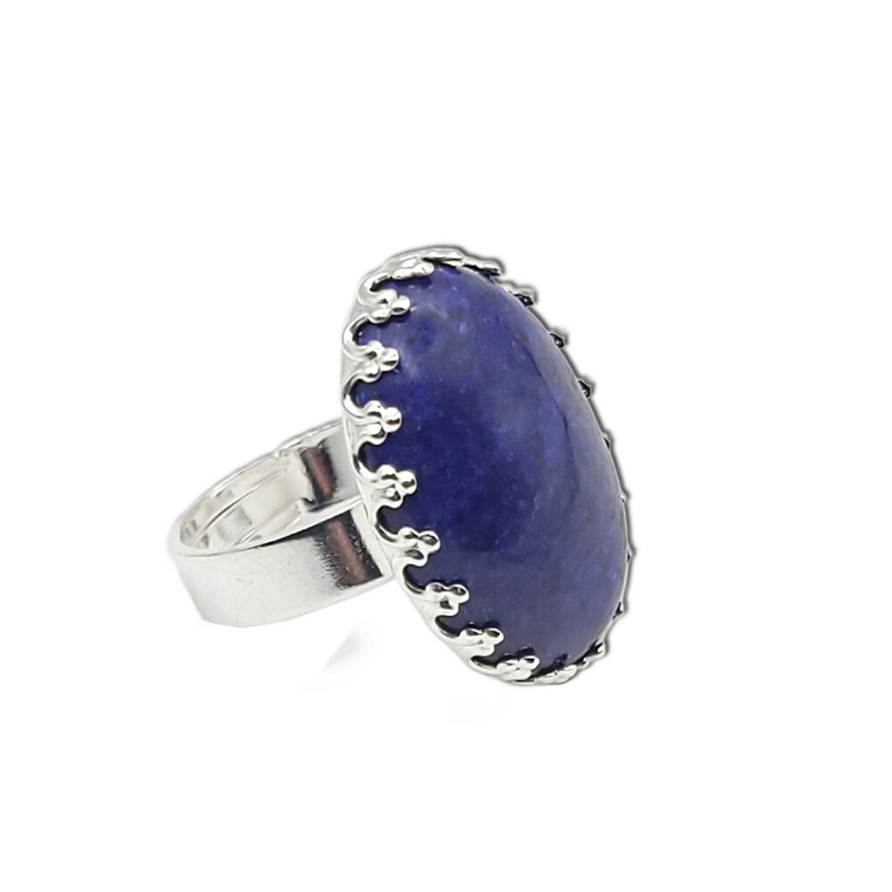 Naturstein-Ring "Lapislazuli" 25x18  silberfarben