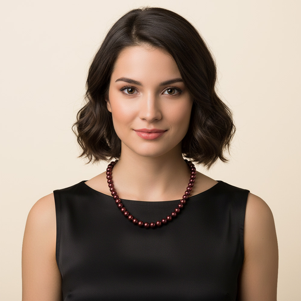 Perlen-Kette Pearl Effect Bordeaux