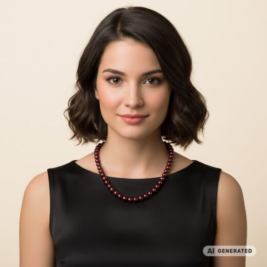 Perlen-Kette Pearl Effect Bordeaux - KI-generiert