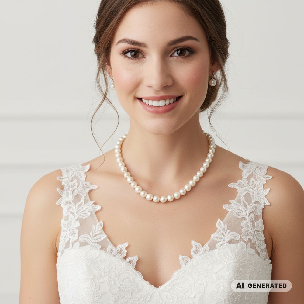 Perlen-Kette Pearl Effect White - KI-generiert