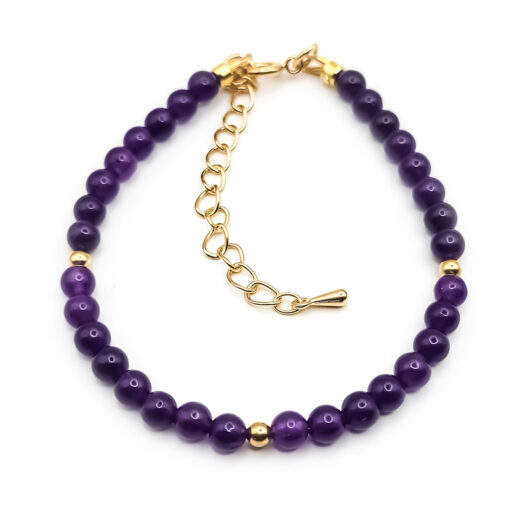 Kette Silver&Stone Amethyst mit vergoldeten Silberperlen