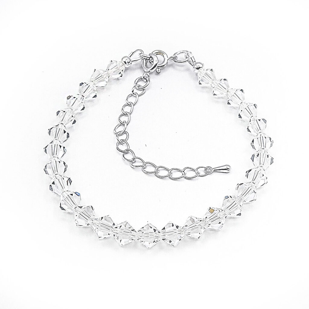 Kristallperlen-Armband „Morgentau“ Ø 6mm silberfarben