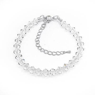 Kristallperlen-Armband „Morgentau“ Ø 6mm silberfarben