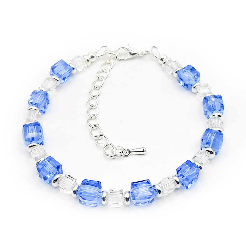 Crystal Cube Armband "Aquamarin"