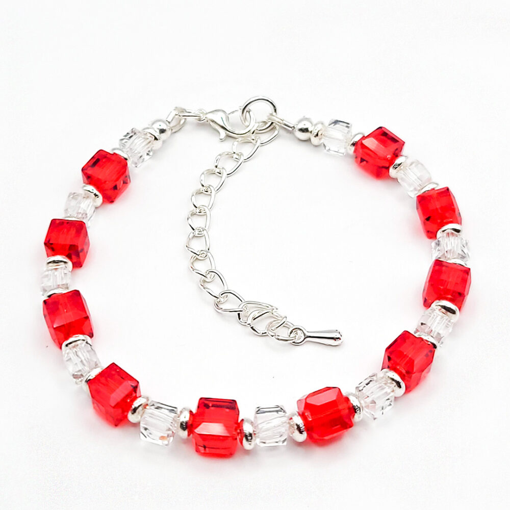 Crystal Cube Armband "Rubin"