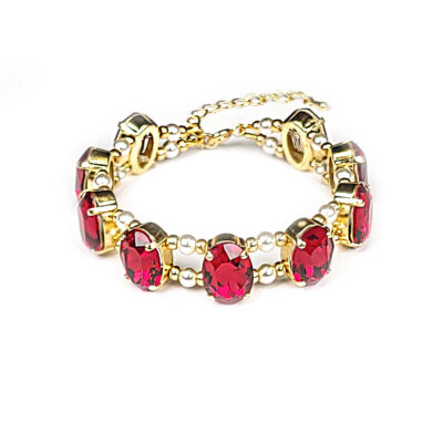 Armband „KristallFantasie Rubin“ goldfarben
