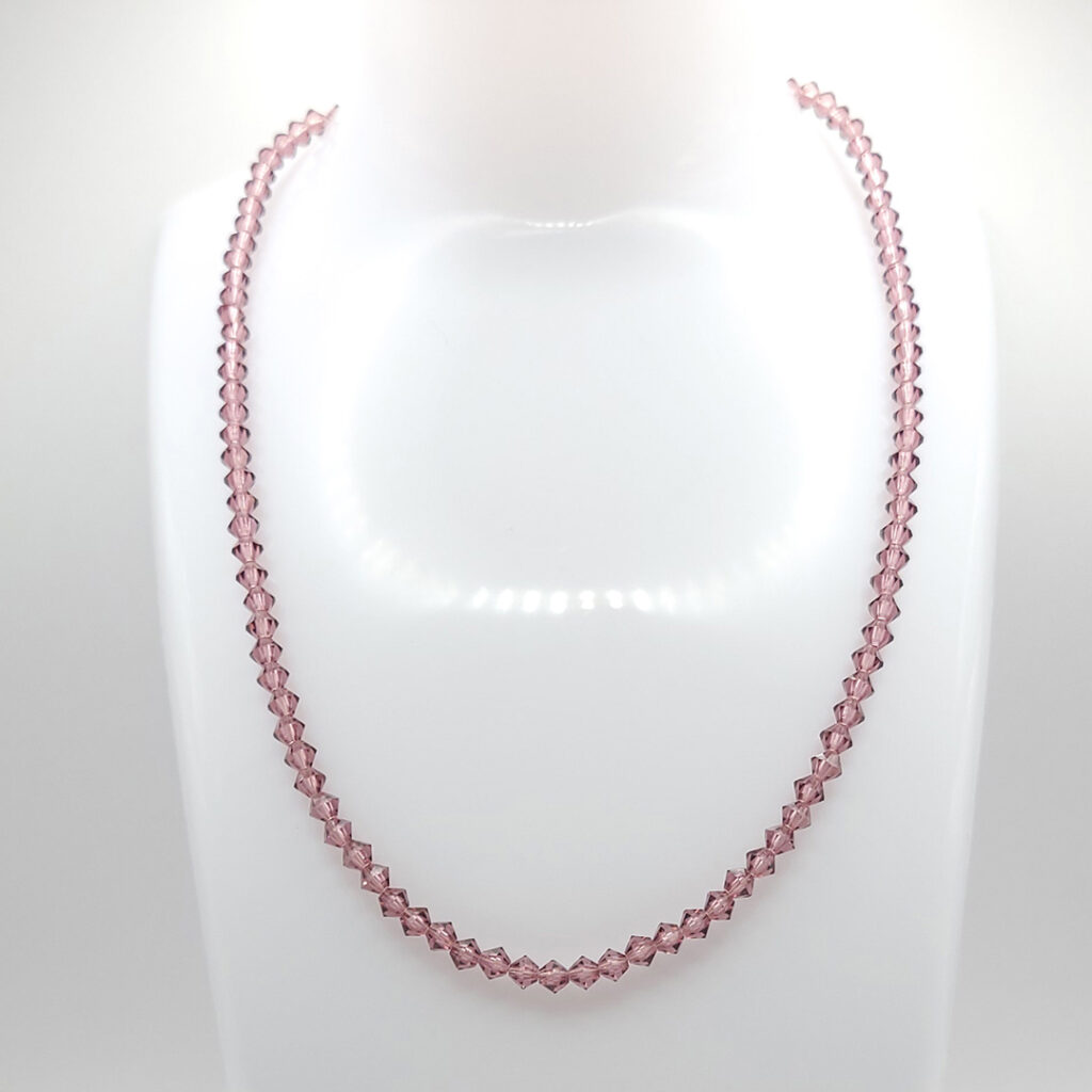 Kristallperlen-Kette „Clear Amethyst“ Ø 4mm silberfarben