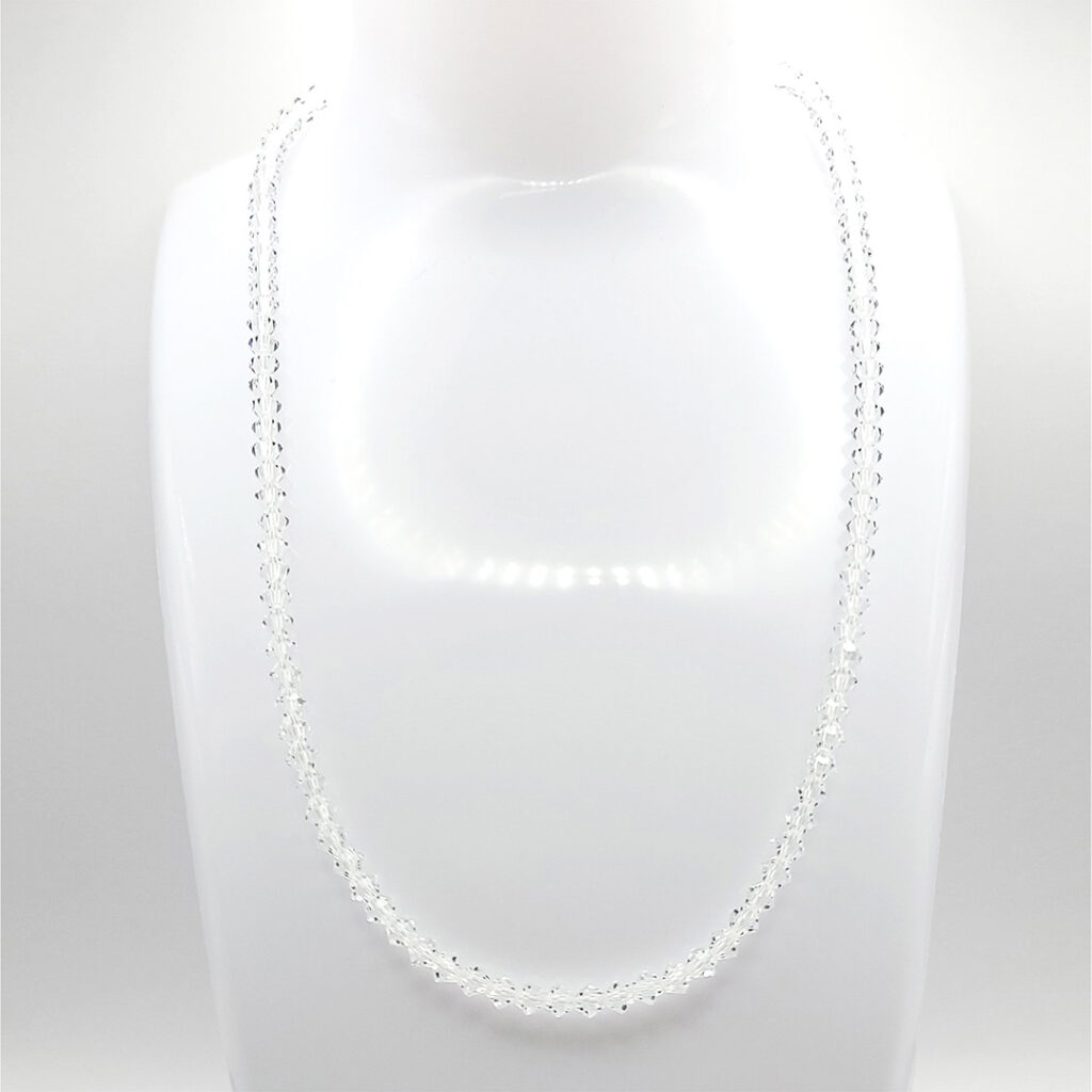 Kristallperlen-Kette „Morgentau“ Ø 4mm silberfarben