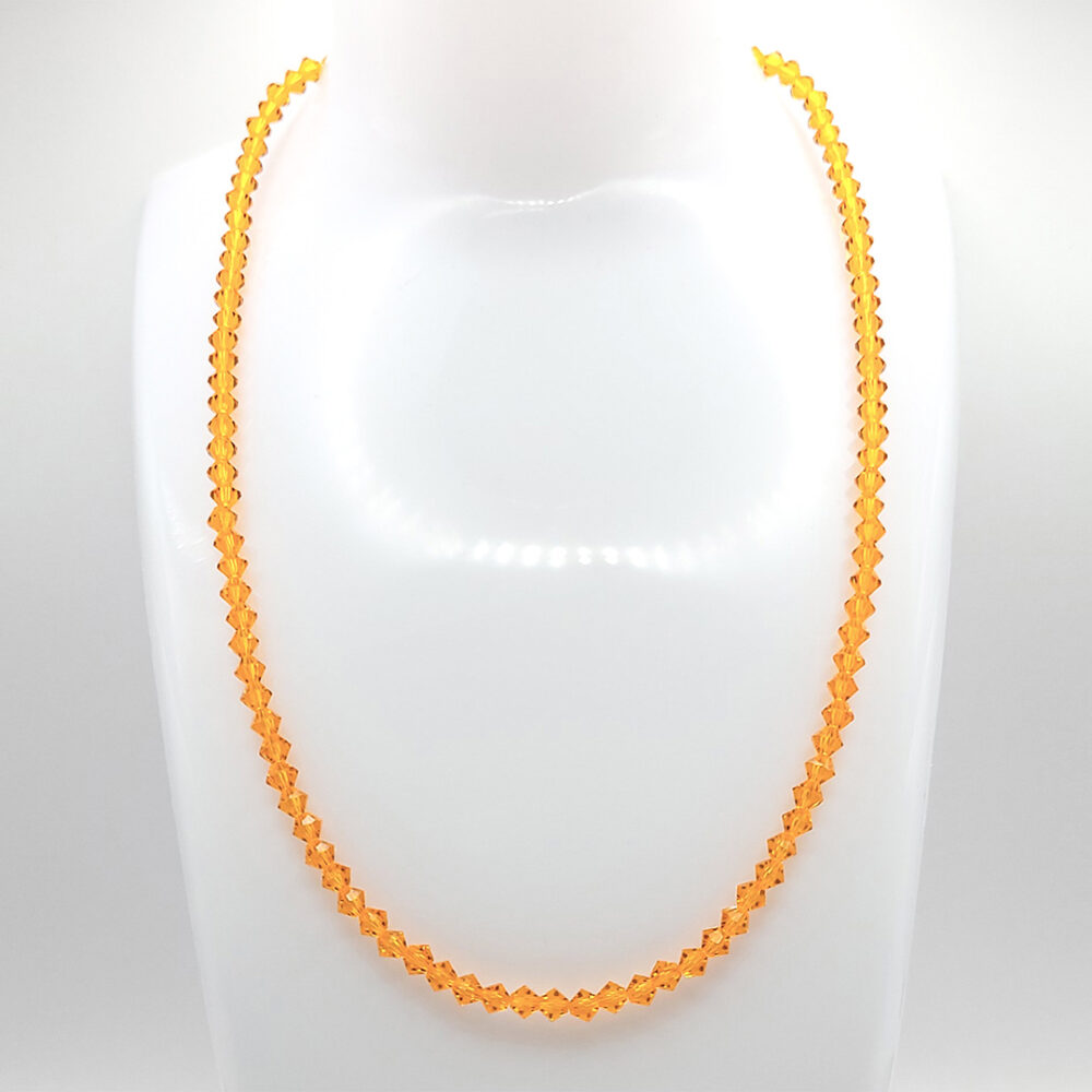 Kristallperlen-Kette "Clear Sunset" Ø 4mm silberfarben