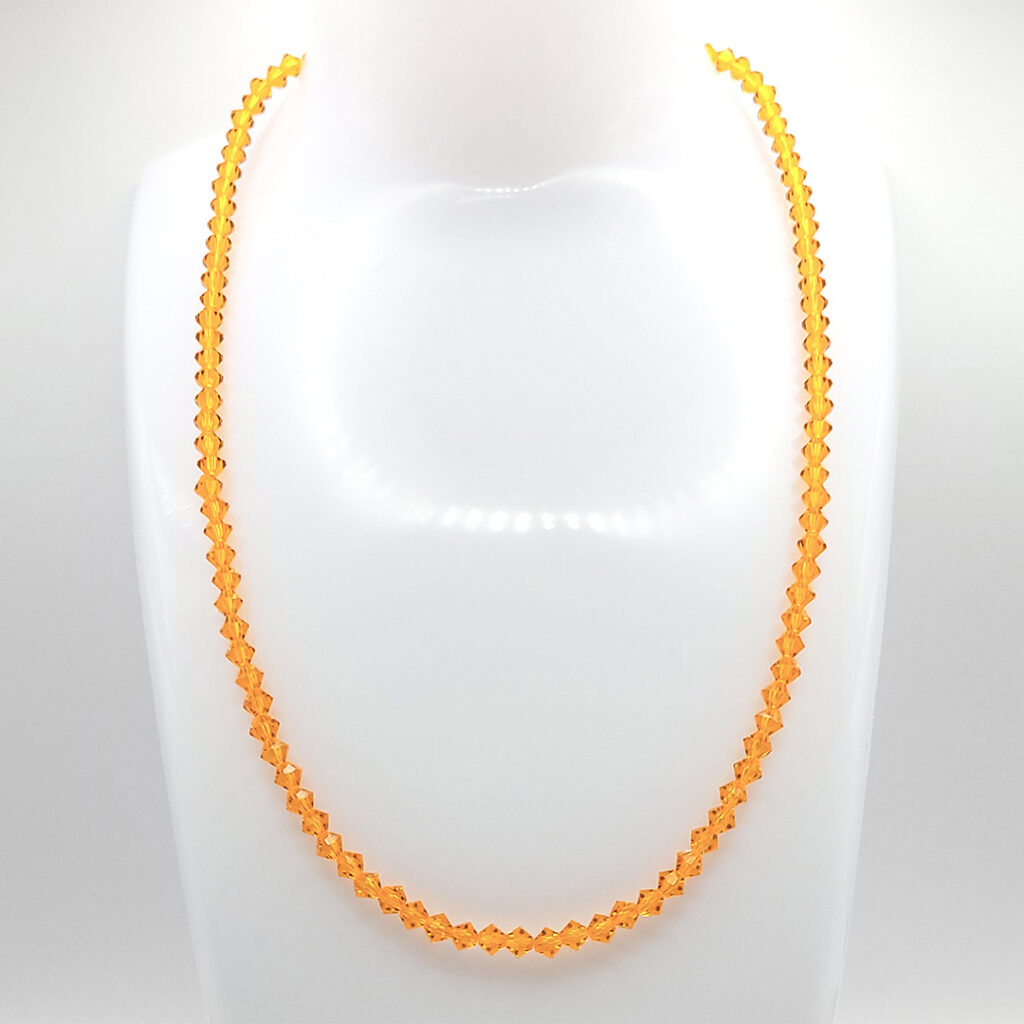 Kristallperlen-Kette „Clear Sunset“ Ø 4mm silberfarben