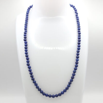 Naturstein-Kette „Lapislazuli“ 4mm silberfarben