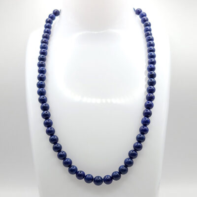Naturstein-Kette „Lapislazuli“ 6mm silberfarben