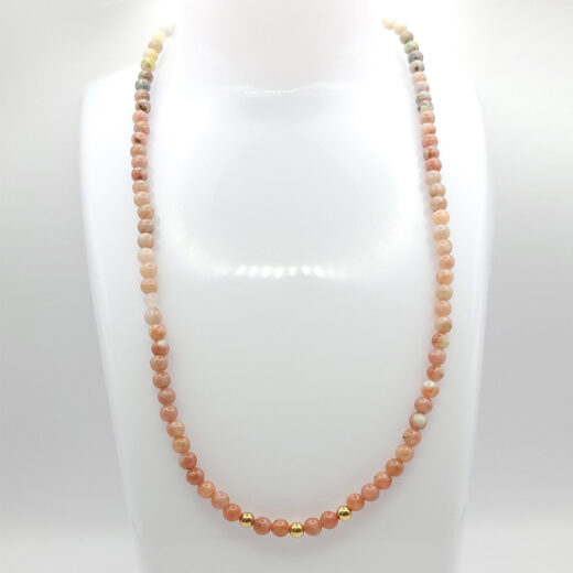 Kette Silver&Stone Rosa Jaspis mit vergoldeten Silberperlen