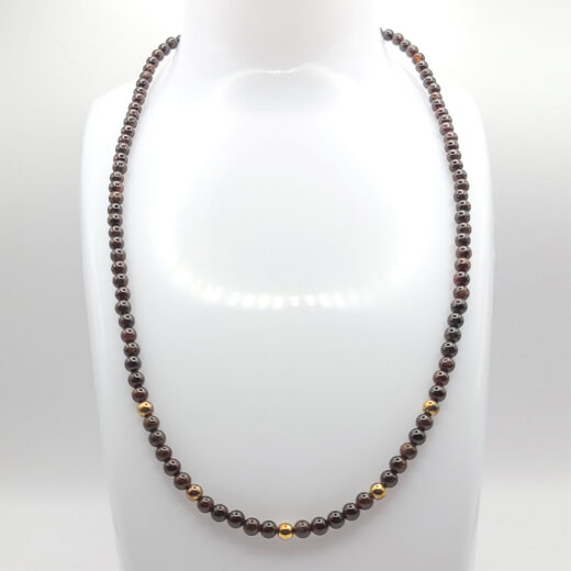 Kette Silver&Stone Brauner Achat mit vergoldeten Silberperlen