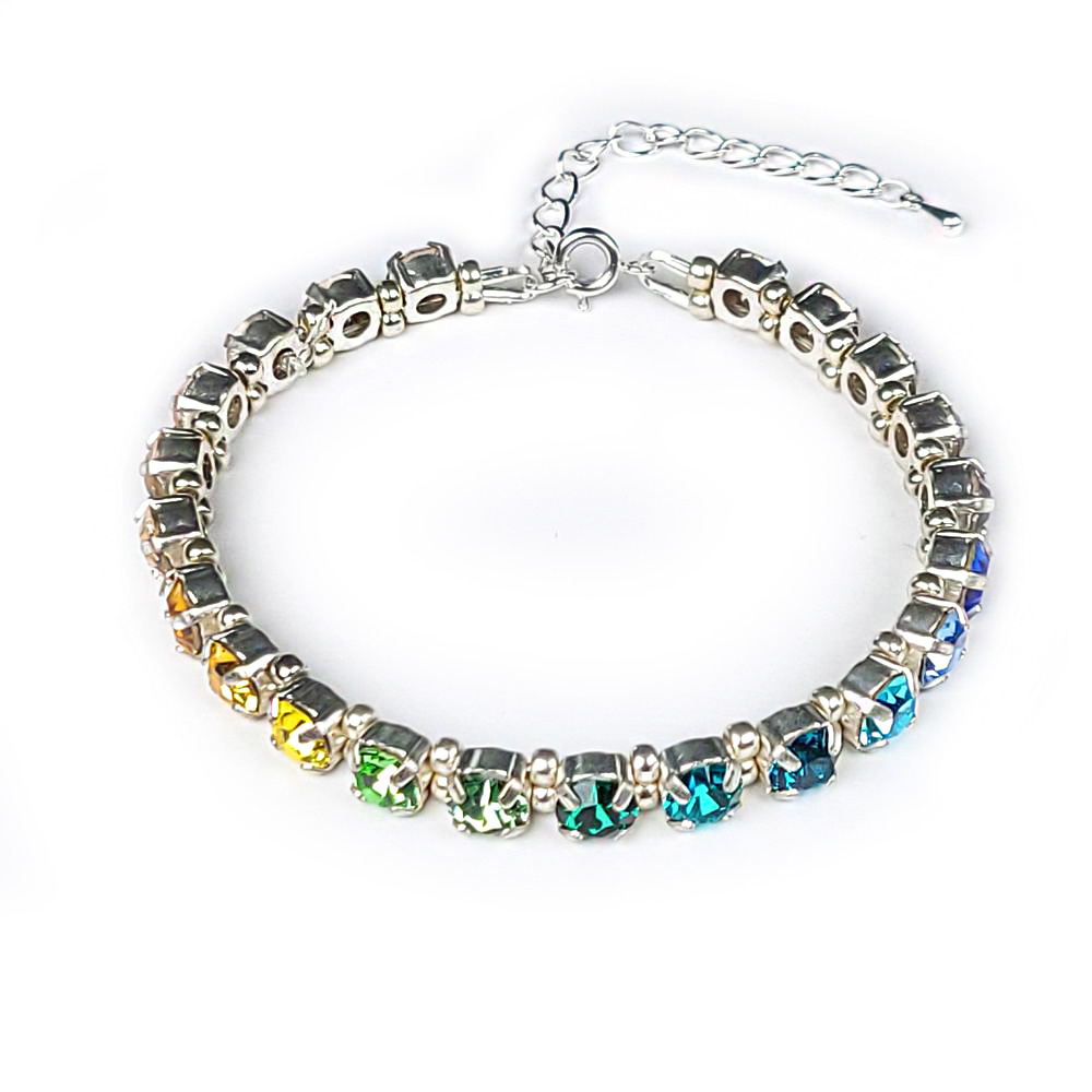 Kristall-Armband "RegenbogenZauber" silberfarben