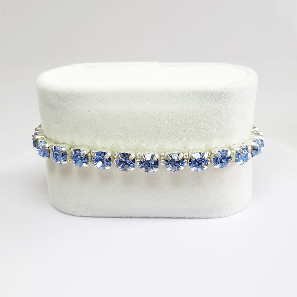 Kristall-Armband "Heller Saphir" silberfarben