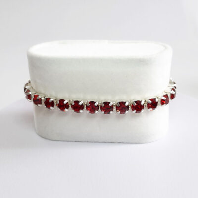 Kristall-Armband „Rubin“ silberfarben