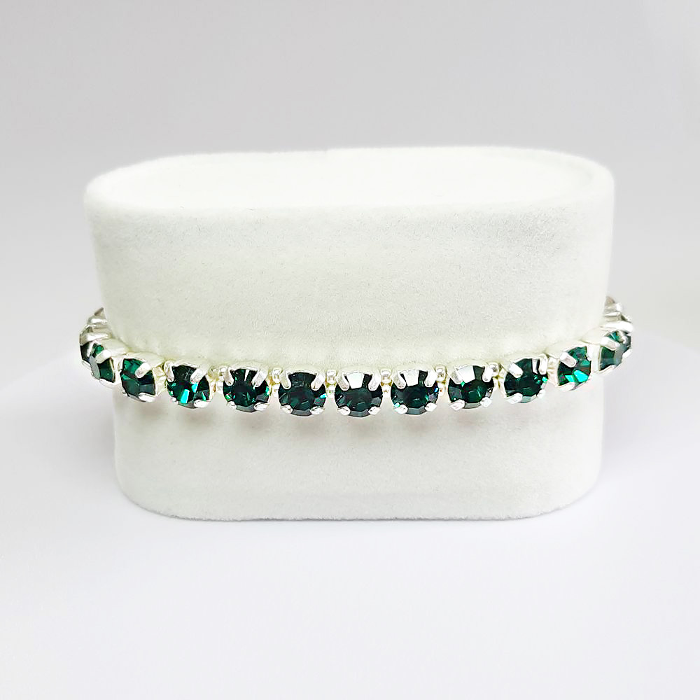 Kristall-Armband "Smaragd" silberfarben
