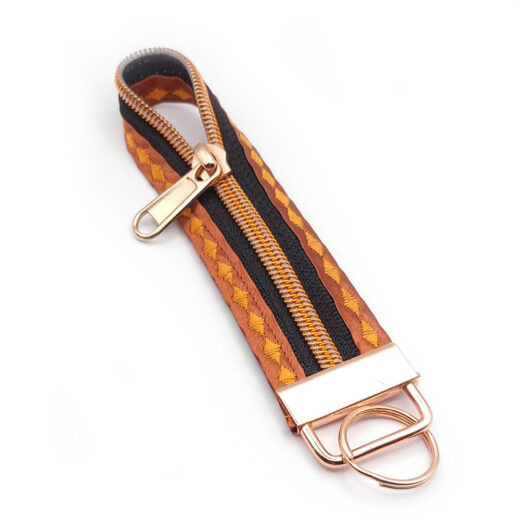 Reißverschluss-Schlüsselband kupfer-braun S