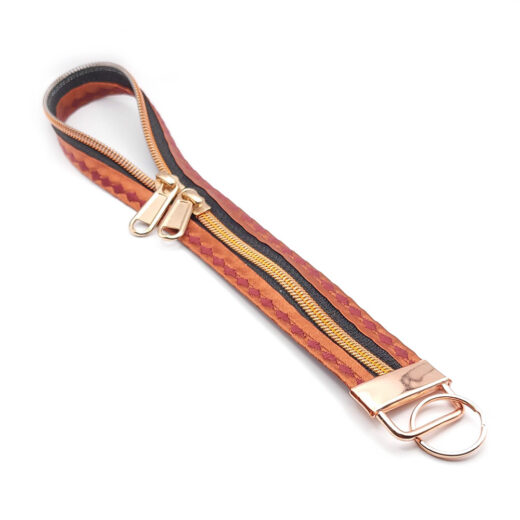 Reißverschluss-Schlüsselband kupfer-braun M