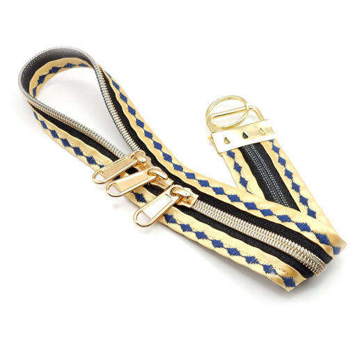 Reißverschluss-Schlüsselband gold-blau L