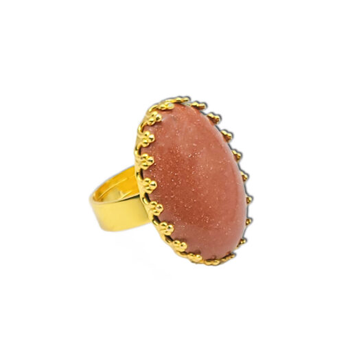 Naturstein-Ring Goldsand gold 25x18mm