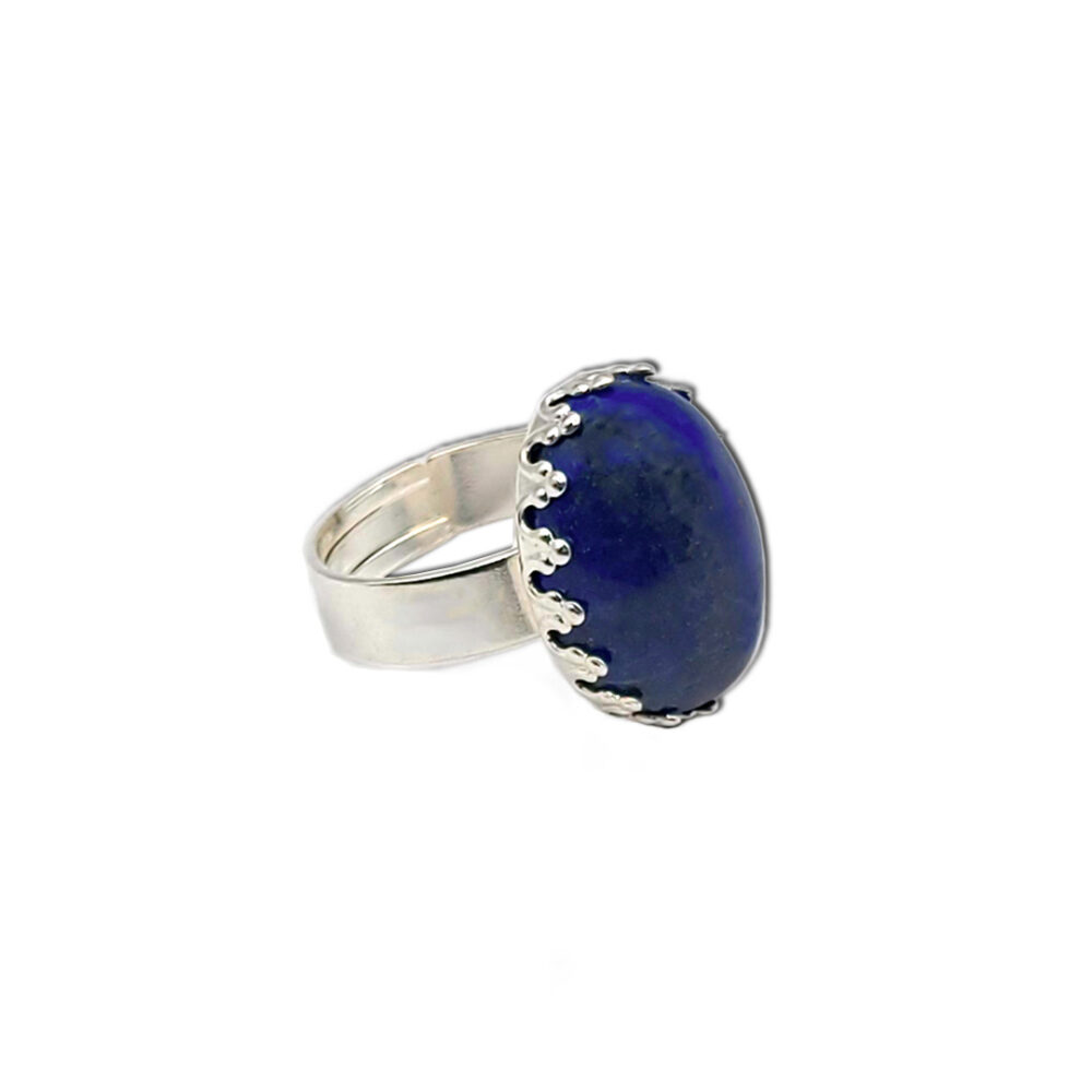Naturstein-Ring "Lapislazuli" 18x13 silberfarben